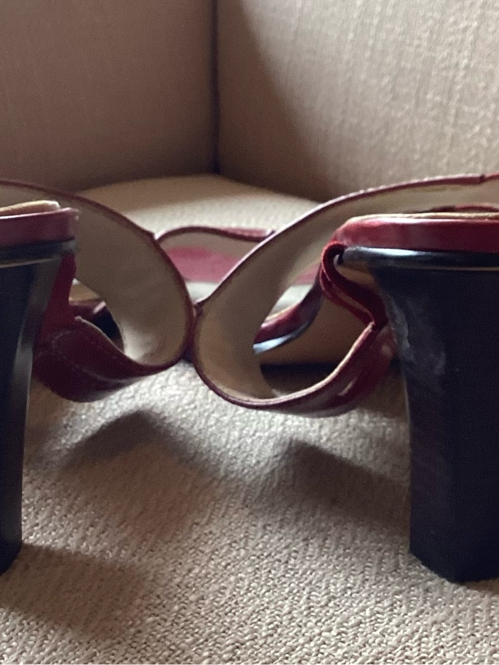 Anne Klein Red Leather Double-Strap Slide Mules - Picture 3 of 3